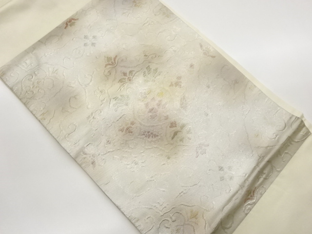 JAPANESE NAGOYA OBI / MATELASSE / WOVEN FLOWER ARABESQUE